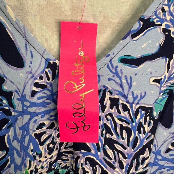 Lilly Pulitzer Raina Dress Deep Indigo Swish & Sway Tiered Sleeves XXS $168 - Picture 5 of 9